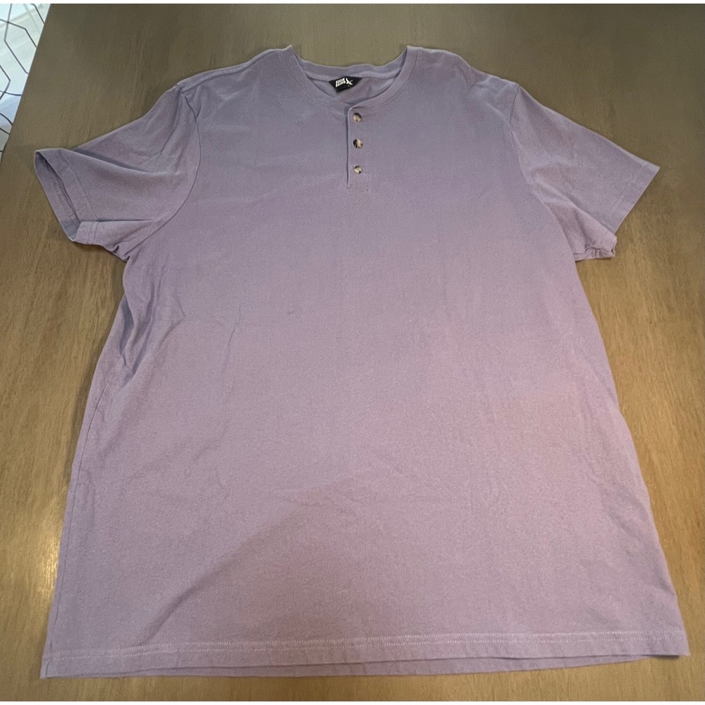 Eddie Bauer Mens XL Purple Short Sleeve Henley Shirt 100% Cotton Casual Tee